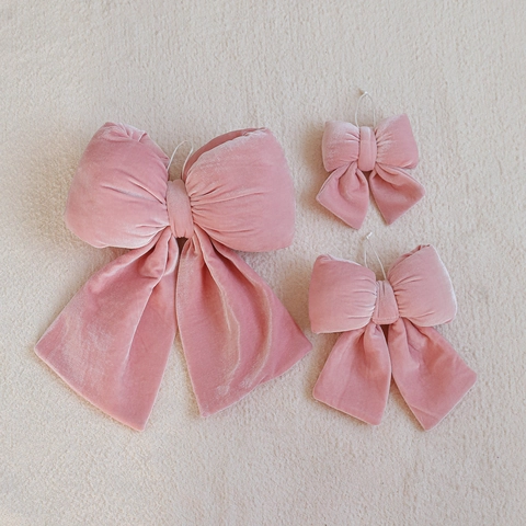 Addobbi Fiocco Di Natale In Velluto Rosa Con Bordo In Pelliccia Per Albero Festa Matrimonio Decorazione Romantico Morbido Elegante