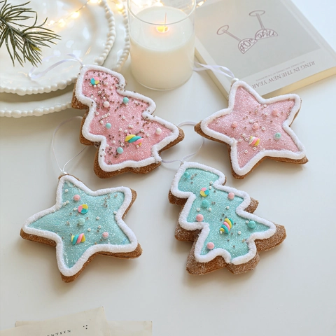 Glitzer Schaumstoff Weihnachtsbaum Stern Anhänger Blau Rosa Hängende Ornamente Mit Plüschkante Für Feiertags Party Heim Dekoration