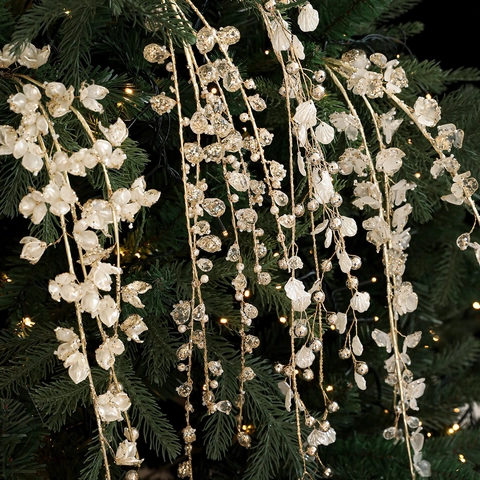 Adorno Colgante de Rama de Árbol de Navidad de Acrílico Blanco Con Cuentas de Brillo Flor Sauce Decoración Para Fiesta