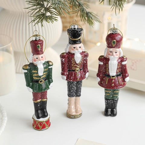 Nutcracker Soldier Christmas Tree Hanging Ornaments Painted Plastic Festive Holiday Party Home Decorations With Golden String