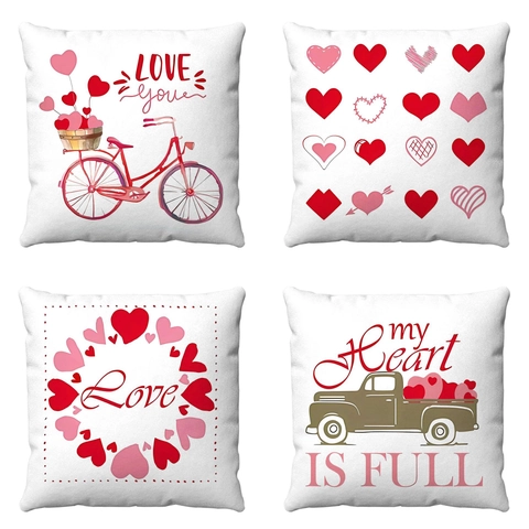 Federe Per Cuscini San Valentino Peluche Corto Stampa A Cuore Amore Romantico Fodere Decorative Per Divano Letto