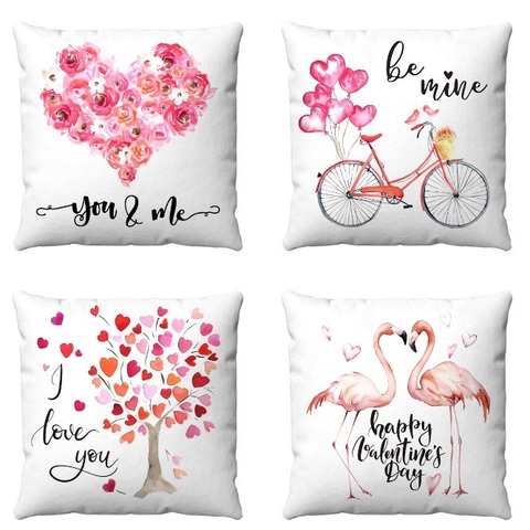Fundas De Cojín De San Valentín Felpa Corta Patrón Corazón Flamenco Fundas Decorativas Para Sofá Sala De Estar Regalo