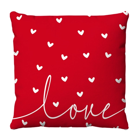 Valentine Day Throw Pillowcase Short Plush Heart Love Print Decorative Cushion Cover Soft Square Home Decor Sofa Couch