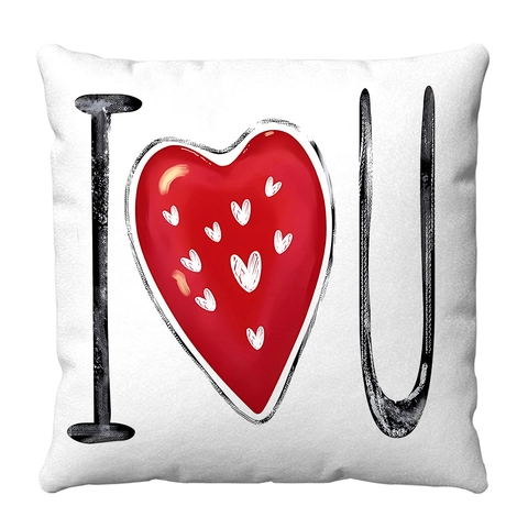 Valentine Day Pillowcase Short Plush Heart Print Soft Cushion Cover Romantic Sofa Decoration Living Room