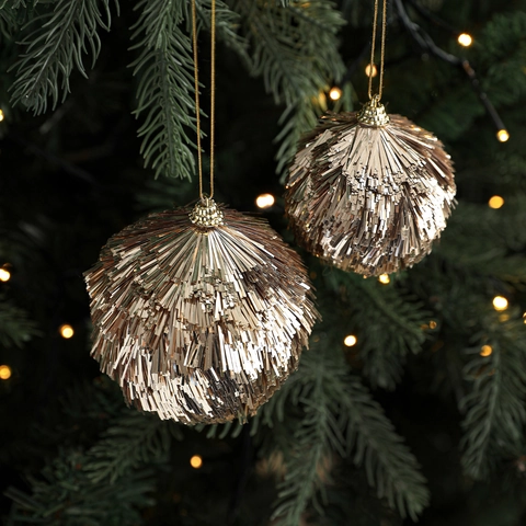 Adornos de Bolas de Navidad de Oro Champaña Bola de Espuma con Purpurina Para Decoración de Árbol de Navidad Decoración Colgante de Fiesta