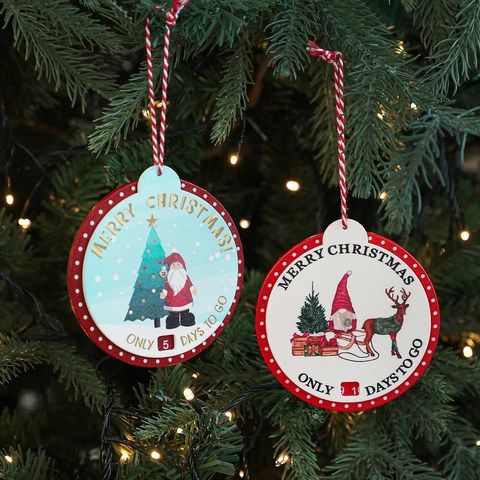 Kerst Aftellen Houten Hangend Ornament Kerstman Rendier Kabouter Adventskalender Voor Feestelijke Boomdecoratie