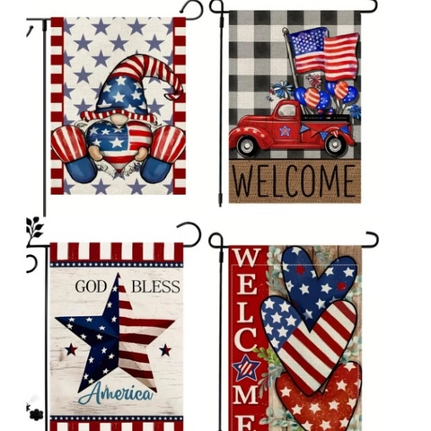 American Independence Day Garden Flag Double Sided Patriotic Linen Yard Decor 4th Of July Outdoor Welcome Sign Flag
