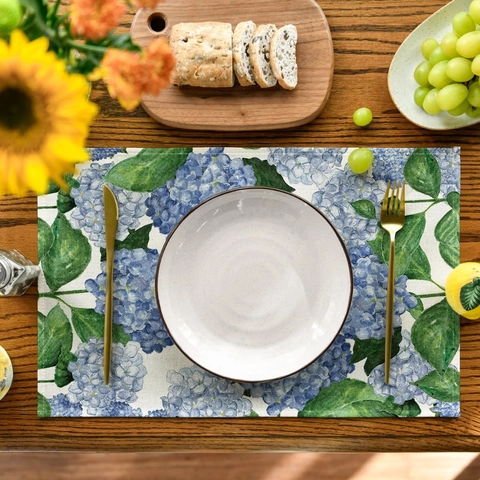 Set De Table Lin Coton Résistant À La Chaleur Lavable Motif Feuilles Tropicales Floral Flamant Pour Cuisine Salle À Manger