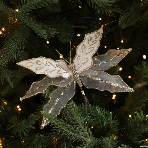 Eleganti Clip Decorative in Rete Farfalla Libellula per Albero di Natale Con Paillettes Perle per Feste Matrimonio Casa