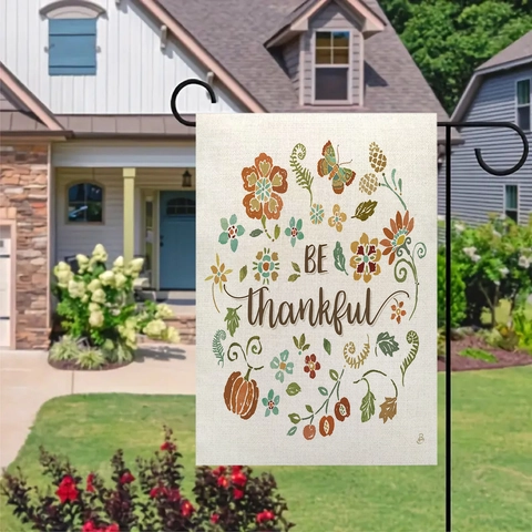 Garden Flag Linen Double Sided Thanksgiving Pumpkin Autumn Seasonal Outdoor Yard Decoration Vertical Banner