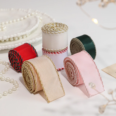 Weihnachts Satinbänder Mit Geflochtenen Kanten Für Geschenkverpackung Weihnachtsbaum Girlanden Dekor Elegante Bastelbänder