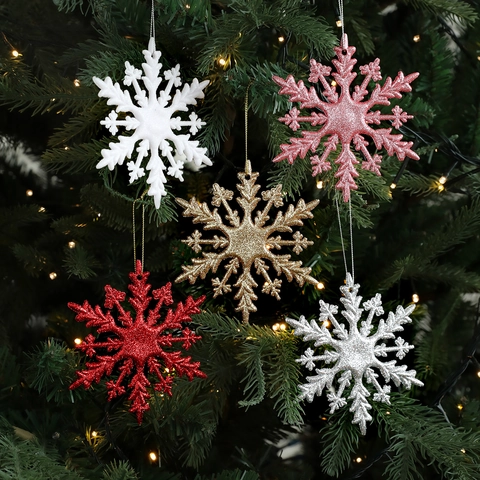 Ornamenti Appesi A Fiocco Di Neve Di Natale Plastica Luccicante Decorazioni Per Alberi Per Feste E Casa