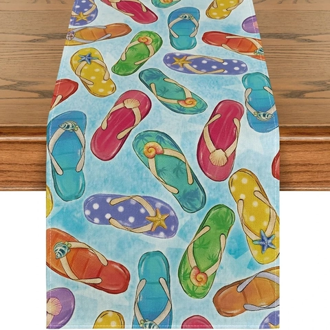 Camino De Mesa Mezcla De Lino Patrón Floral De Verano Girasol Abeja Hoja Tropical Para Comedor Decoración Del Hogar