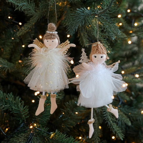 Plüsch Engel Mädchen Weihnachtsbaumschmuck Mit Feder Netzgarn Rock Pailletten Weihnachtsbaum Dekoration Heimdeko