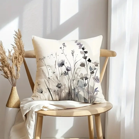 Bohemian Mohnblume Dekorative Kissenbezüge Aquarell Floral Leinenmischung Quadratische Kissenhülle Für Sofa Schlafzimmer Zuhause