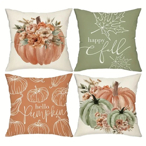 Herbst Thanksgiving Kissenbezüge Leinenmischung Kürbis Ahornblatt Happy Fall Farmhouse Home Decor Hülle