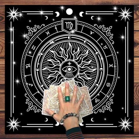 Mystical Square Flannel Tarot Altar Cloth Moon Phase Zodiac Constellation Mandala Butterfly Divination Tablecloth Ritual Mat Home Decor