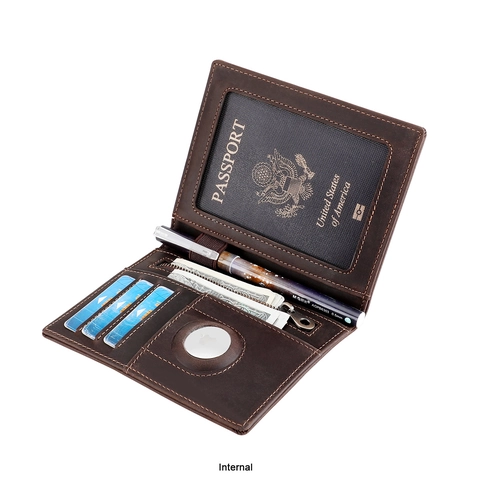 Vintage Passhülle Aus Echtem Leder Mit AirTag-Schlitz RFID-Blockierung Kartenetui Reisebrieftasche Für Herren Damen