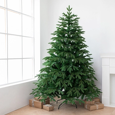 Albero Di Natale Artificiale PE PVC Aghi Realistici Supporto Metallo Decorazione Interni Verde Nordico