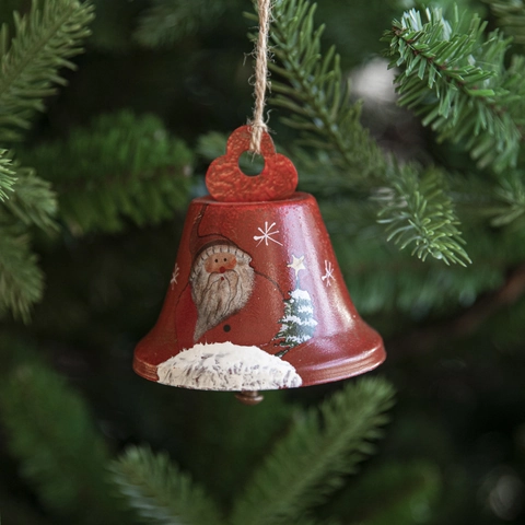 Campanelle Di Natale Metallo Ferro Dipinto Babbo Natale Pupazzo Di Neve Decorazioni Da Appendere Per Albero Natale Vintage Corda Iuta