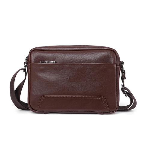 Borsa a Tracolla da Uomo in Vera Pelle in Pelle di Vacchetta Primo Fiore Borsa a Spalla Tinta Unita Business Casual