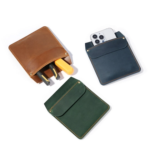Pocket Tool Holster Genuine Leather Multi-functional EDC Waist Bag Outdoor Retro Men Phone Pouch Contrast Stitching