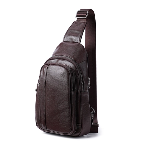 Borsa Da Petto Da Uomo In Vera Pelle Moda Sling Bag Tasche Multiple Con Zip Borsa A Tracolla Per Pendolari