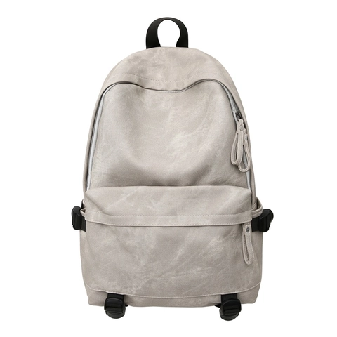 Sac à Dos Casual Unisexe en Cuir PU Grande Capacité Multi Poches Style Street Student Sac d'Ordinateur pour École