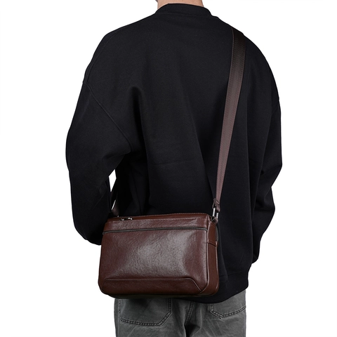 Herren Rindsleder Umhängetasche Business Casual Mehrere Taschen Schultertasche Für Reisen Alltag Arbeit Messenger Bag