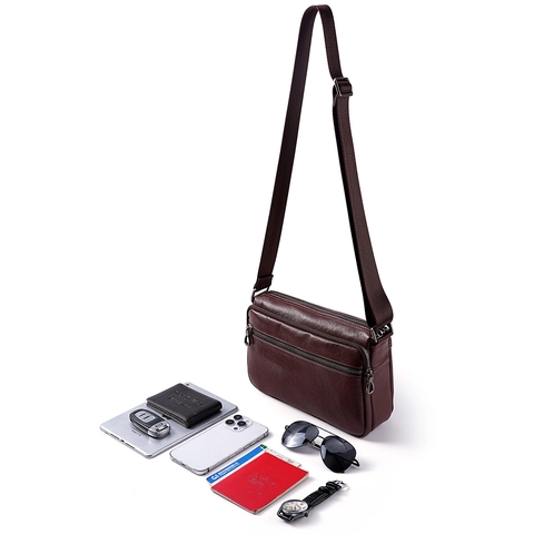 Herren Rindsleder Umhängetasche Business Casual Mehrere Taschen Schultertasche Für Reisen Alltag Arbeit Messenger Bag