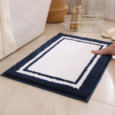 Tappetino da Bagno Antiscivolo Assorbente Ispessito Tappeto da Bagno in Fioccato Nordico Geometrico Rettangolare per Bagno Camera da Letto