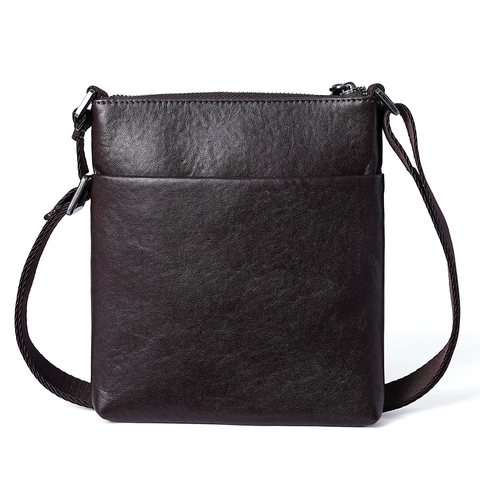 Men Crossbody Bag Genuine Leather Business Casual Multi Pocket Adjustable Strap Vintage Shoulder Purse