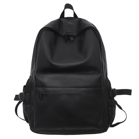 Mochila Minimalista De Cuero PU De Gran Capacidad Color Sólido Bolsa Escolar Harajuku Para Estudiantes Mochila Viaje Informal Unisex