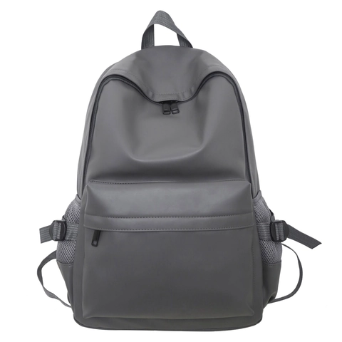 Mochila Minimalista De Cuero PU De Gran Capacidad Color Sólido Bolsa Escolar Harajuku Para Estudiantes Mochila Viaje Informal Unisex