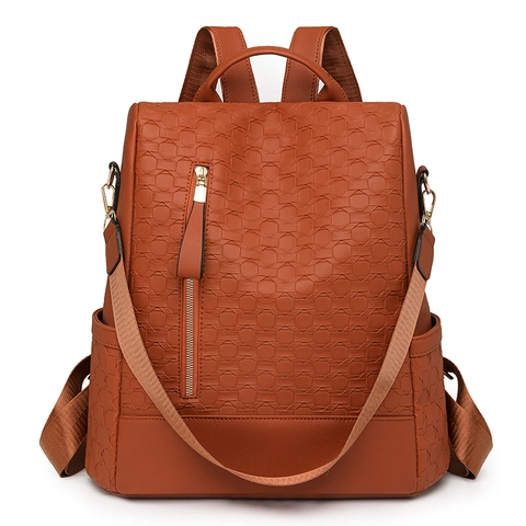 Zaino Da Donna Alla Moda In Pelle PU Trama Intrecciata Antifurto Borsa Da Viaggio Grande Capacità Idrorepellente Versatile
