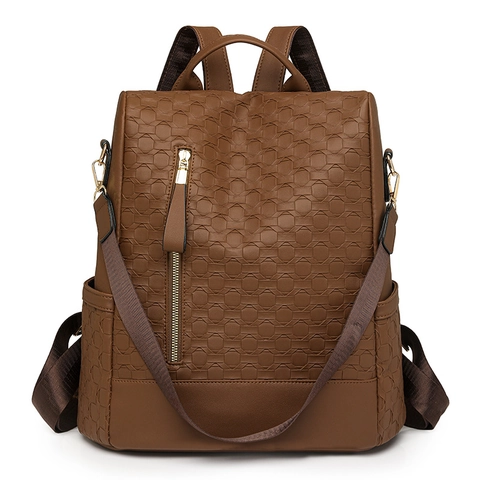 Zaino Da Donna Alla Moda In Pelle PU Trama Intrecciata Antifurto Borsa Da Viaggio Grande Capacità Idrorepellente Versatile