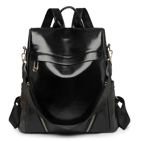 Women Large Capacity PU Leather Backpack Vintage Anti-theft Travel Shoulder Bag Two-Way Multi-functional Urban Fashion Daypack