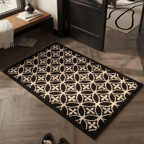 Geometric Entrance Door Mat Polypropylene Anti-Slip Washable Rug For Hallway Bathroom TPR Backing Modern Home Decor