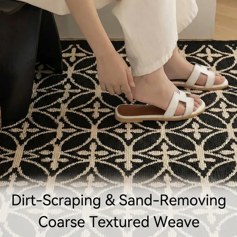 Geometric Entrance Door Mat Polypropylene Anti-Slip Washable Rug For Hallway Bathroom TPR Backing Modern Home Decor