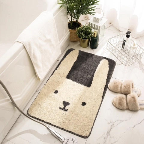Tappetino Da Bagno Viso Animale Cartone Animato Tappeto Assorbente Spesso Antiscivolo Morbido Lavabile Ingresso