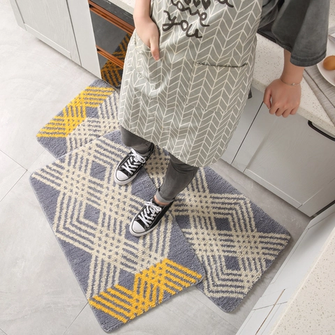 Alfombras De Cocina Poliéster Microfibra Antideslizante Absorbente Resistente Al Aceite Patrón Geométrico Moderno Alfombra