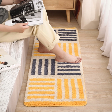 Alfombra De Cocina De Rayas Geométricas Antideslizante Absorbente De Agua Aceite Alfombra De Suelo Dormitorio Baño Estilo Japonés