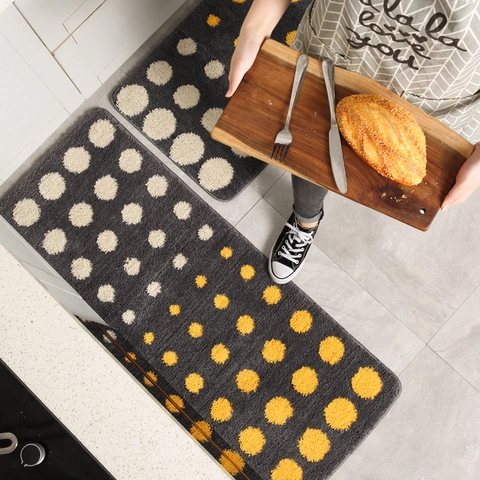 Alfombras De Cocina Absorbente De Aceite Antideslizante Alfombra De Suelo Poliéster Lavable Lunares Degradado Hogar Baño
