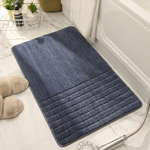 Thickened Minimalist Non-Slip Absorbent Bathroom Floor Mat Polyester Striped Rectangle Rug For Home Doorway Living Room