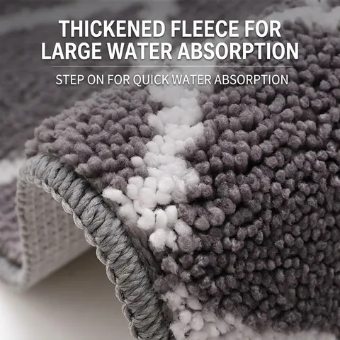 Tappetino Da Bagno Spesso Assorbente Antiscivolo Zerbino Motivo Geometrico Diamante Grigio Poliestere Microfibra Tappeto Peluche