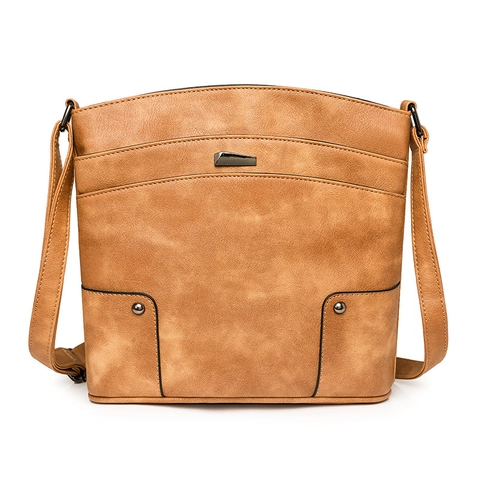 Vintage Women Crossbody Bag Multi Layer PU Leather Shoulder Handbag Casual Retro Messenger Purse For Daily Use