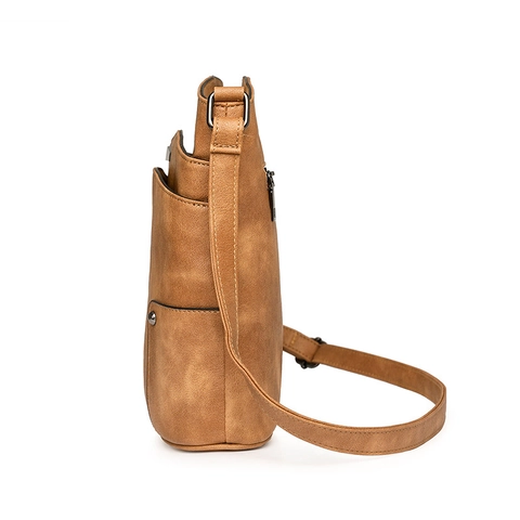 Vintage Women Crossbody Bag Multi Layer PU Leather Shoulder Handbag Casual Retro Messenger Purse For Daily Use