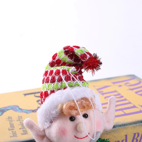 Bambola Elfo di Natale Gambe Lunghe Peluche Paillettes Elfo Seduto Decorazioni per la Casa Desktop Vacanze Rosso Verde