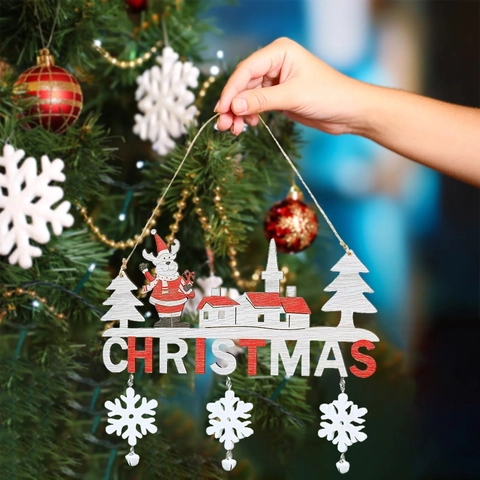 Addobbo Sospeso in Legno per Albero di Natale Babbo Natale Pupazzo di Neve Renna Modello in Legno Tagliato al Laser