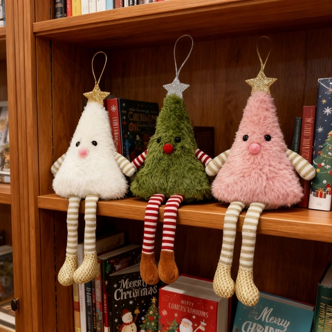 Weihnachtsbaum Plüschpuppen Anhänger Mit Langen Beinen Und Pailletten Stern Festliche Dekoration Für Feiertag Party Zuhause